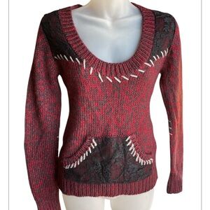 BKE Y2K sweater medium with lace and unique stitching